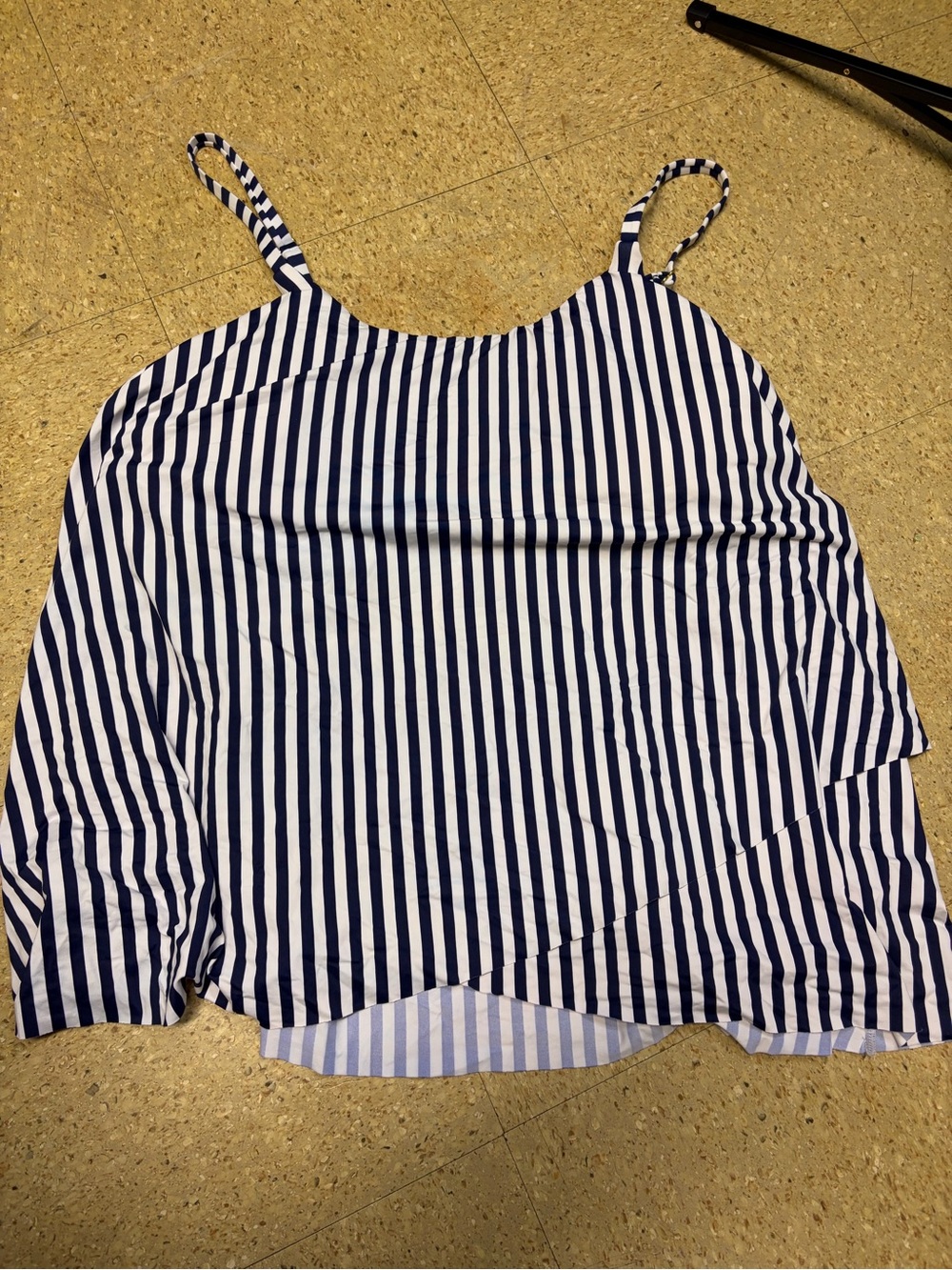 Leilani Womens Blue White Tiered Tankini Swim Top Stripe Size 22W